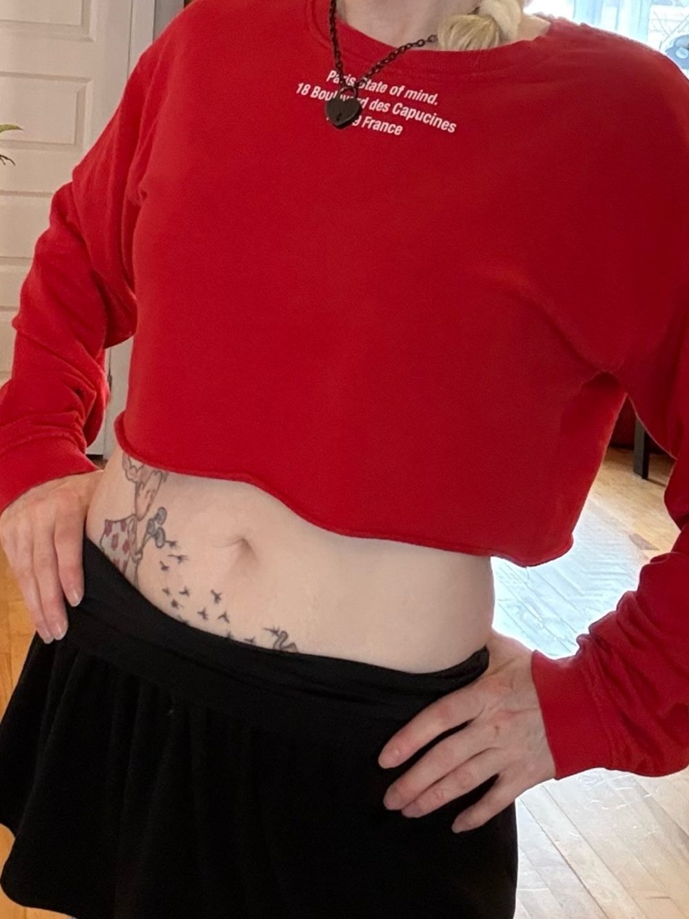 Zara Red Cropped Top Sweatshirts